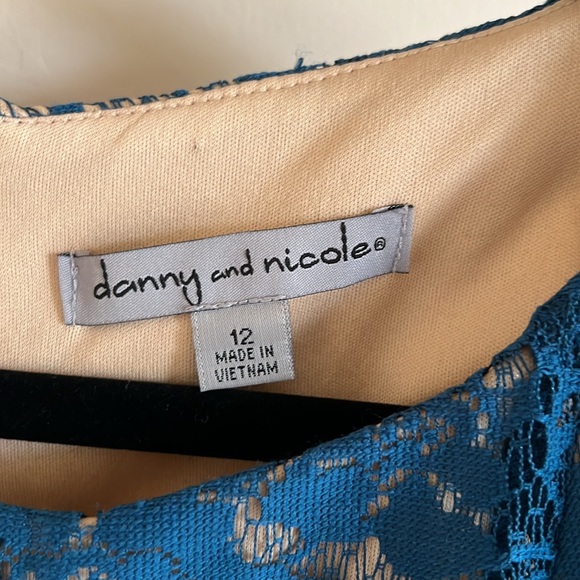 Danny and Nicole Teal Lace Fit and Flare Midi Dress - Picture 9 of 11